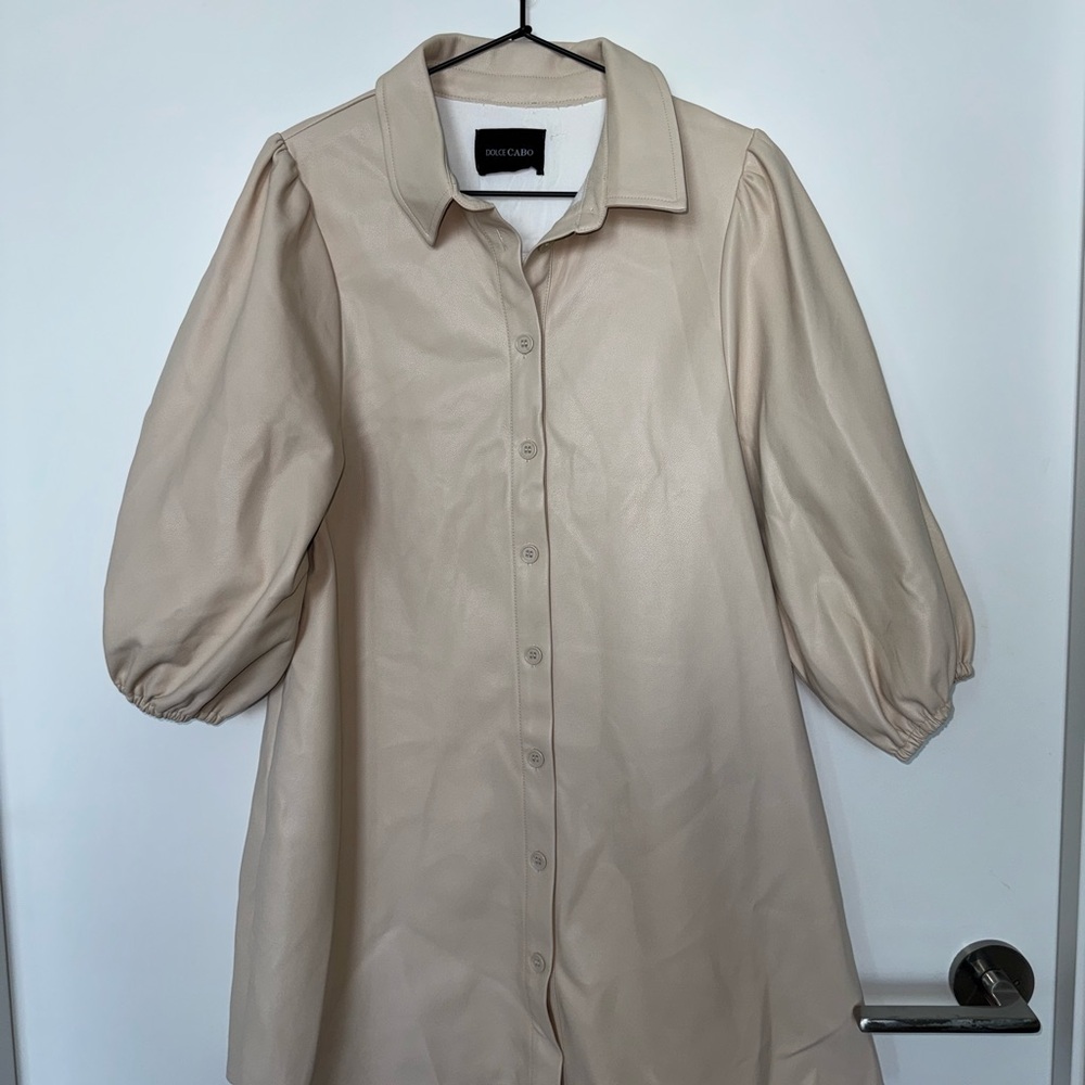 Beige Puff Sleeve Dress